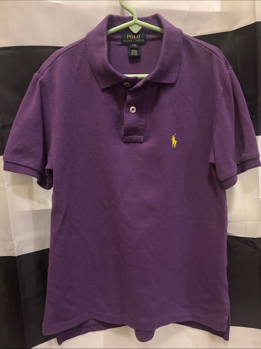 Polo by Ralph Lauren Purple Short-Sleeve Mesh Polo with Yellow Logo